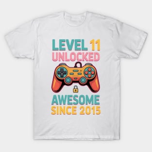 Level 11 Unlocked Awesome Since 2015 11Th Birthday Gaming T-Shirt